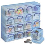 Really Useful Organiser Set Polypropylene 16x0.14L Boxes and Tray W224xD280xH65mm Clear Ref 0.14x16CORG