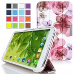 MoKo Etui Samsung Galaxy Tab 3 8.0 - Etui à rabat avec support ultra-mince et léger pour Tablette Android Samsung Galaxy Tab 3 SM-T3100 / SM-T3110 de 8.0 Pouces, Floral VIOLET (Avec couverture intelligente réveil/sommeil automatique )